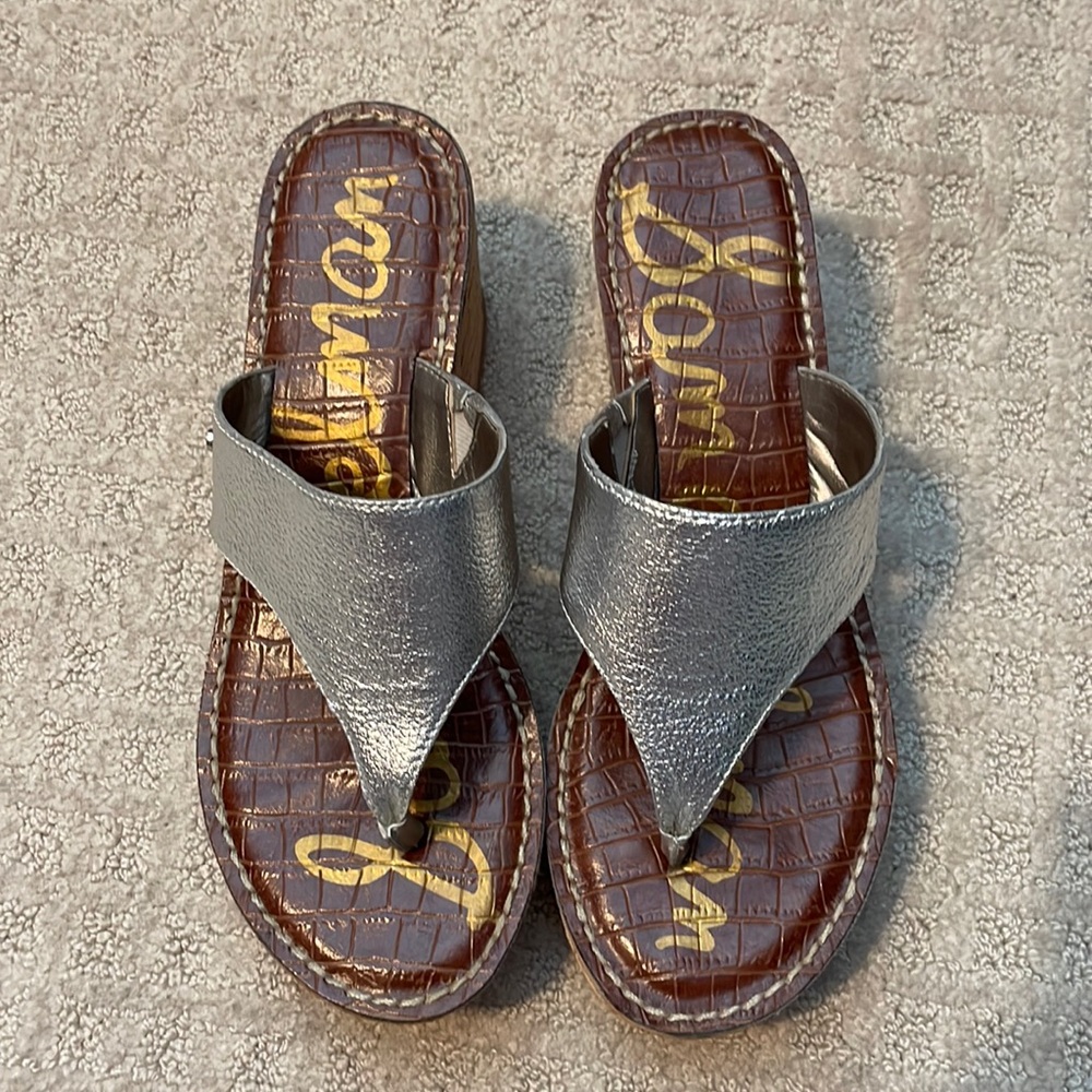 EUC Silver Sam Edelman wedge sandals
